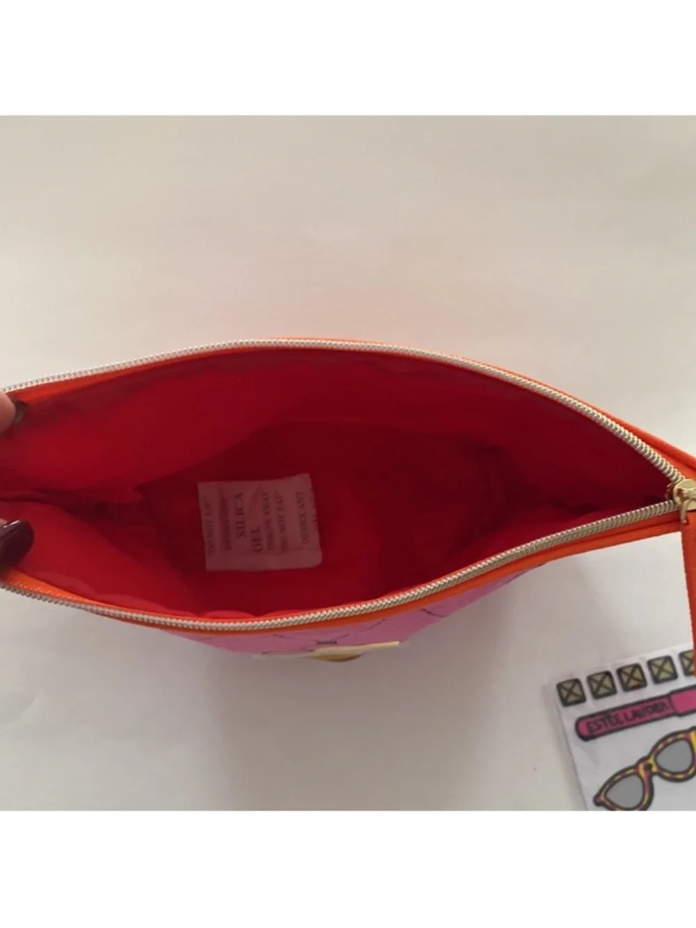 ESTEE LAUDER Regal Red Pink Canvas Zip Top Cosmetic Makeup Bag 8”x5”x2” New